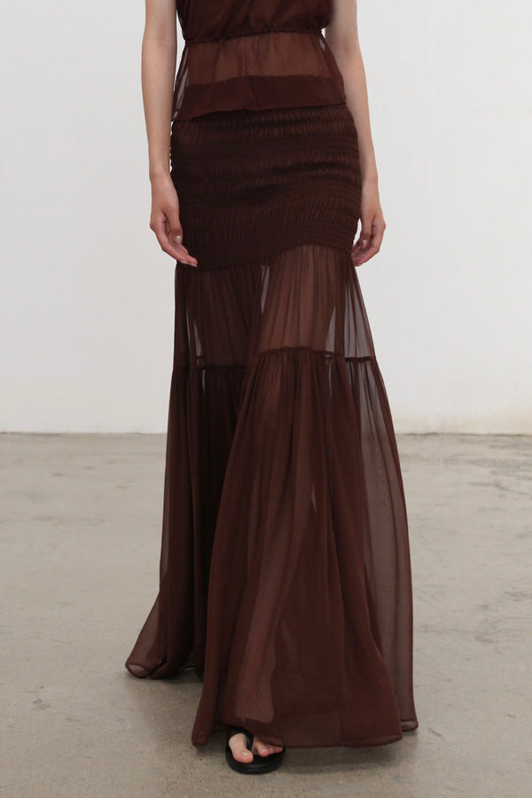 OUDE WAAG 25 Autumn and Winter Silk Pleated Skirt OW-OW-25AW-SK21S1BR440-KF Brown